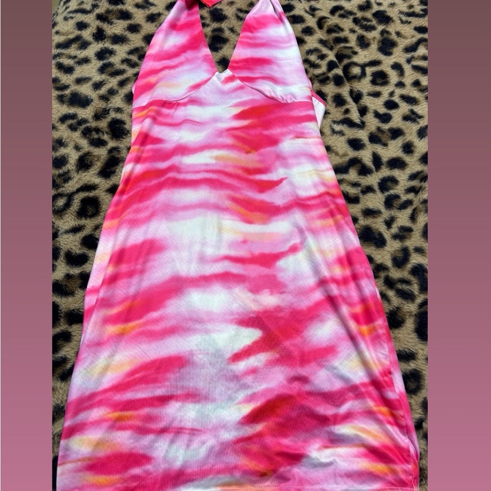 Pink and White Halter Dress